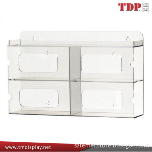 Two tiers Four pockets clear disposable glove dispenser acrylic wall mounted glove dispenser for hostipal